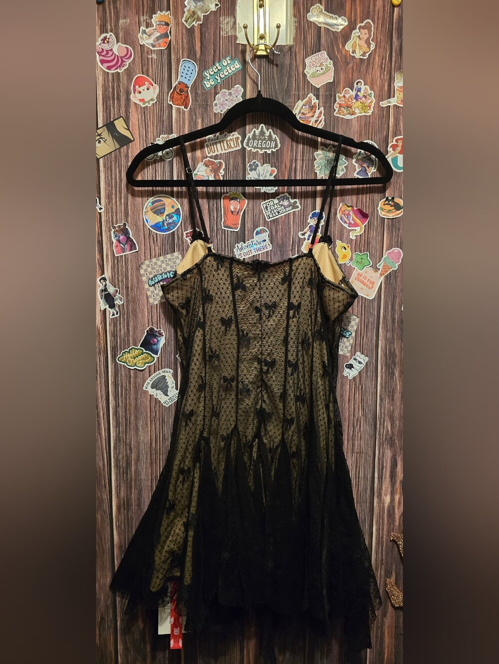Cider Sheer Black Bow Mesh Slip Dress - Picture 2 of 5